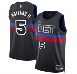 Men's Detroit Pistons #5 Ron Holland II Black 2024 Draft Statement Edition Stitched Jersey