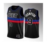 Men's Detroit Pistons #9 Ausar Thompson Black 2023 Draft Statement Edition Stitched Basketball Jersey
