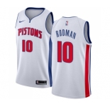Men's Nike Detroit Pistons #10 Dennis Rodman Swingman White Home NBA Jersey - Association Edition