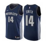 Men's Nike Detroit Pistons #14 Ish Smith Swingman Navy Blue NBA Jersey - City Edition