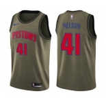Men's Nike Detroit Pistons #41 Jameer Nelson Swingman Green Salute to Service NBA Jersey