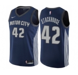 Men's Nike Detroit Pistons #42 Jerry Stackhouse Swingman Navy Blue NBA Jersey - City Edition