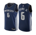 Men's Nike Detroit Pistons #6 Bruce Brown Jr. Swingman Navy Blue NBA Jersey - City Edition