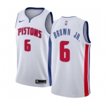 Men's Nike Detroit Pistons #6 Bruce Brown Jr. Swingman White NBA Jersey - Association Edition