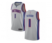 Women Nike Detroit Pistons #1 Allen Iverson Authentic Silver NBA Jersey Statement Edition
