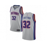 Women Nike Detroit Pistons #32 Christian Laettner Authentic Silver NBA Jersey Statement Edition