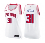 Women's Nike Detroit Pistons #31 Caron Butler Swingman White Pink Fashion NBA Jersey