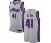 Women's Nike Detroit Pistons #41 Jameer Nelson Authentic Silver NBA Jersey Statement Edition