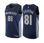Women's Nike Detroit Pistons #81 Jose Calderon Swingman Navy Blue NBA Jersey - City Edition