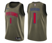 Youth Nike Detroit Pistons #1 Allen Iverson Swingman Green Salute to Service NBA Jersey