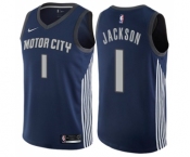 Youth Nike Detroit Pistons #1 Reggie Jackson Swingman Navy Blue NBA Jersey - City Edition