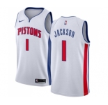 Youth Nike Detroit Pistons #1 Reggie Jackson Swingman White Home NBA Jersey - Association Edition