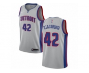 Youth Nike Detroit Pistons #42 Jerry Stackhouse Authentic Silver NBA Jersey Statement Edition