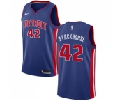 Youth Nike Detroit Pistons #42 Jerry Stackhouse Swingman Royal Blue Road NBA Jersey - Icon Edition