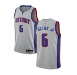 Youth Nike Detroit Pistons #6 Bruce Brown Jr. Swingman Silver NBA Jersey Statement Edition