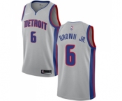 Youth Nike Detroit Pistons #6 Bruce Brown Jr. Swingman Silver NBA Jersey Statement Edition