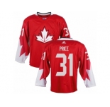 Men Adidas Team Canada #31 Carey Price Red 2016 World Cup Ice Hockey Jersey