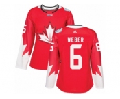 Women's Adidas Team Canada #6 Shea Weber Premier Red Away 2016 World Cup Hockey Jersey