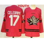 Youth Canada Hockey #17 Macklin Celebrini Red 2026 Olympics Stitched Jersey
