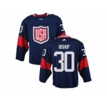 Men Adidas Team USA #30 Ben Bishop Navy Blue 2016 World Cup Ice Hockey Jersey