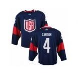 Men Adidas Team USA #4 John Carlson Navy Blue 2016 World Cup Ice Hockey Jersey