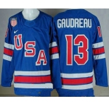 Men's USA #13 Johnny Gudreau Blue 2026 olympics authentic jersey