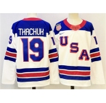 Men's USA #19 Matthew Tkachuk White 2025-2026 Stitched Jersey