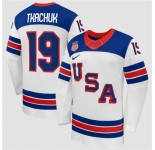 Men's USA #19 Matthew Tkachuk White 2026 Stitched Jersey