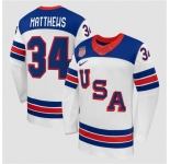 Men's USA #34 Auston Matthews White 2026 Stitched Jersey