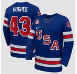 Men's USA #43 Quinn Hughes Royal 2026 Stitched Jersey
