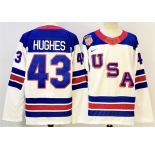 Men's USA #43 Quinn Hughes White 2025-2026 Stitched Jersey