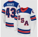 Men's USA #43 Quinn Hughes White 2026 Stitched Jersey