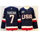 Men's USA #7 Brady Tkachuk Blue 2026 Stitched Jersey