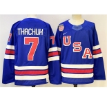Men's USA #7 Brady Tkachuk Royal 2025-2026 Stitched Jersey