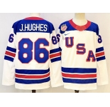 Men's USA #86 Jack Hughes White 2025-2026 Stitched Jersey