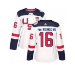 Women's Adidas Team USA #16 James van Riemsdyk Premier White Home 2016 World Cup Hockey Jersey