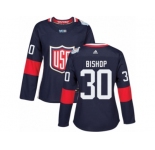 Women's Adidas Team USA #30 Ben Bishop Premier Navy Blue Away 2016 World Cup Hockey Jersey