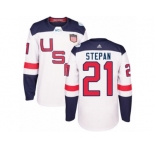 Youth Adidas Team USA #21 Derek Stepan Authentic White Home 2016 World Cup Ice Hockey Jersey
