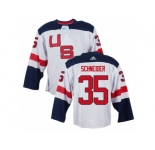 Youth Adidas Team USA #35 Cory Schneider Authentic White Home 2016 World Cup Ice Hockey Jersey