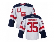 Youth Adidas Team USA #35 Cory Schneider Authentic White Home 2016 World Cup Ice Hockey Jersey