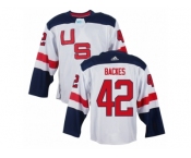 Youth Adidas Team USA #42 David Backes Authentic White Home 2016 World Cup Ice Hockey Jersey