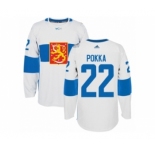 Men's Adidas Team Finland #22 Ville Pokka Premier White Home 2016 World Cup of Hockey Jersey