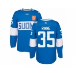 Men's Adidas Team Finland #35 Pekka Rinne Premier Blue Away 2016 World Cup of Hockey Jersey