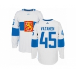 Men's Adidas Team Finland #45 Sami Vatanen Authentic White Home 2016 World Cup of Hockey Jersey