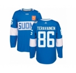 Men's Adidas Team Finland #86 Teuvo Teravainen Authentic Blue Away 2016 World Cup of Hockey Jersey