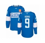 Men's Adidas Team Finland #9 Mikko Koivu Premier Blue Away 2016 World Cup of Hockey Jersey