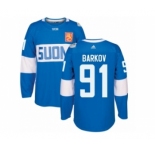Men's Adidas Team Finland #91 Aleksander Barkov Premier Blue Away 2016 World Cup of Hockey Jersey