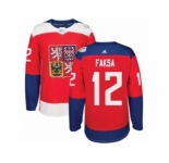 Men's Adidas Team Czech Republic #12 Radek Faksa Premier Red Away 2016 World Cup of Hockey Jersey