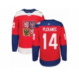 Men's Adidas Team Czech Republic #14 Tomas Plekanec Authentic Red Away 2016 World Cup of Hockey Jersey
