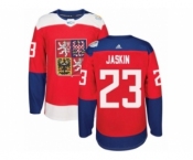 Men's Adidas Team Czech Republic #23 Dmitrij Jaskin Authentic Red Away 2016 World Cup of Hockey Jersey